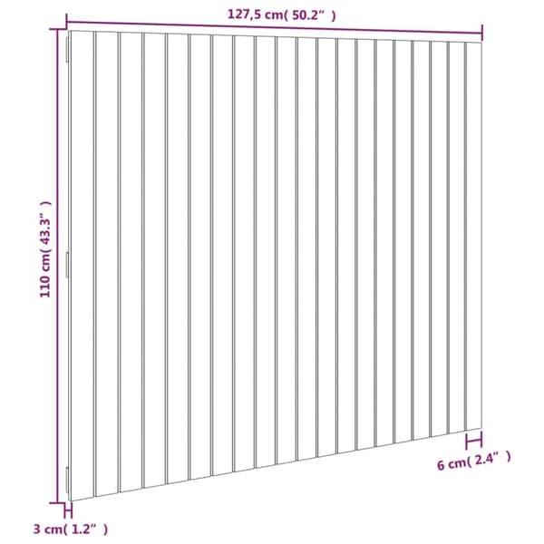 Sängynpääty seinälle harmaa 127,5x3x110 cm täysi mänty