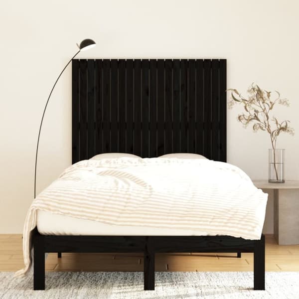 sengegavl 127,5x3x110 cm massivt fyrretræ sort