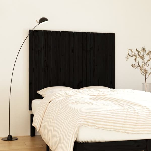 sengegavl 127,5x3x110 cm massivt fyrretræ sort