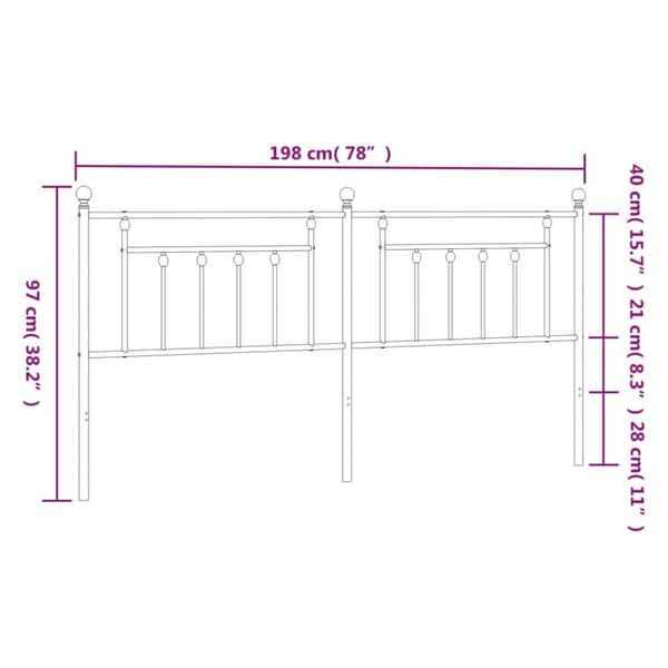 sengegavl 193 cm metal sort