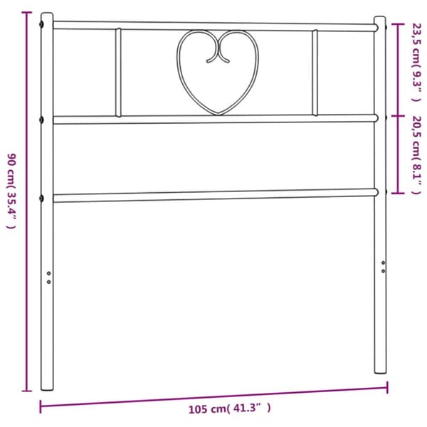 Metallinen sängynpääty musta 100 cm