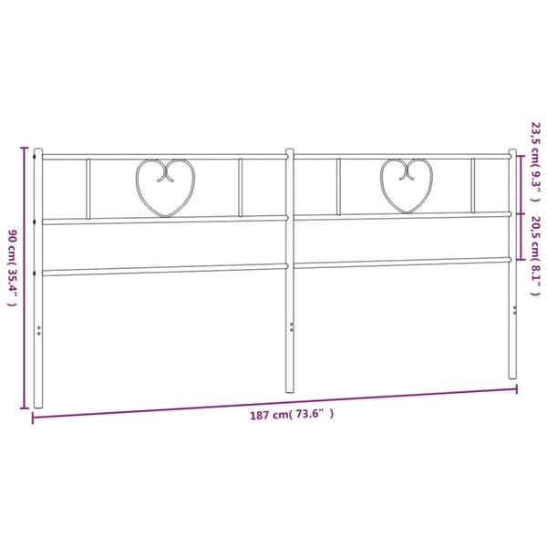 sengegavl 180 cm metal hvid