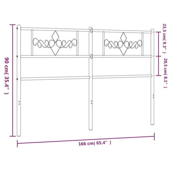 Metallinen sängynpääty musta 160 cm