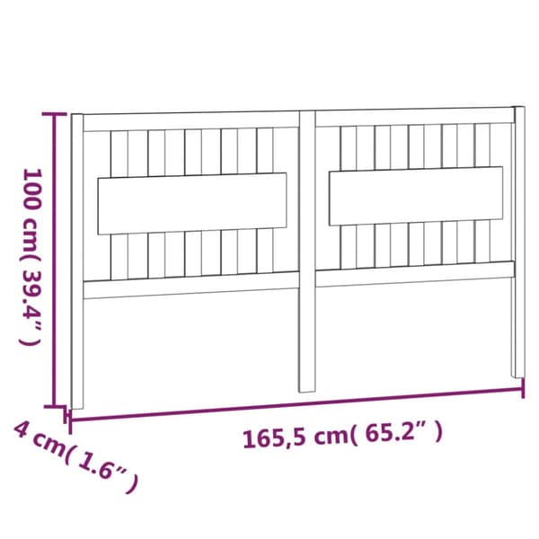 sengegærde 165,5x4x100 cm massivt fyrretræ