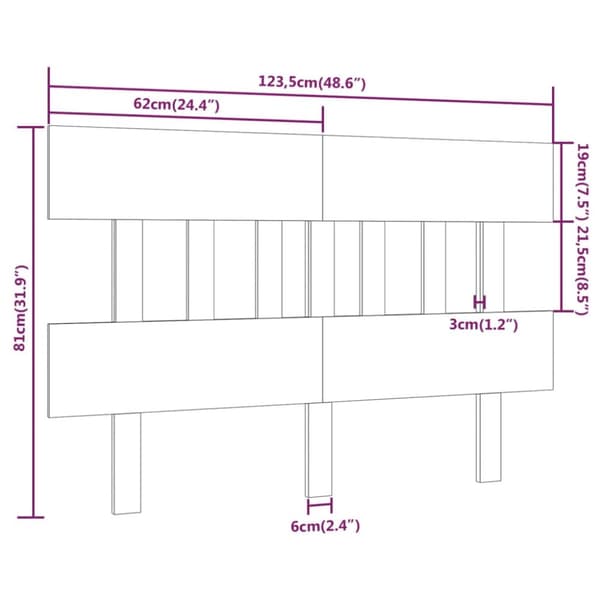 Sänggavel 123,5x3x81 cm massiv furu