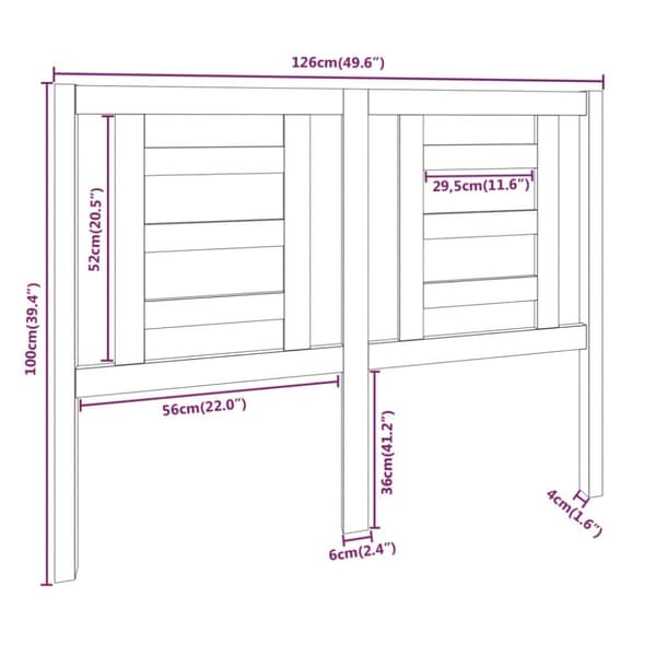 sengegærde 126x4x100 cm massivt fyrretræ hvid