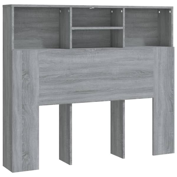 sengegavl med opbevaring 120x19x103,5 cm grå sonoma-eg