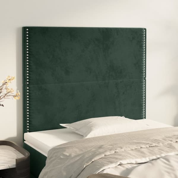 Sängyn päädyt, 2 kpl, tummanvihreä, 100x5x78/88cm, sametti
