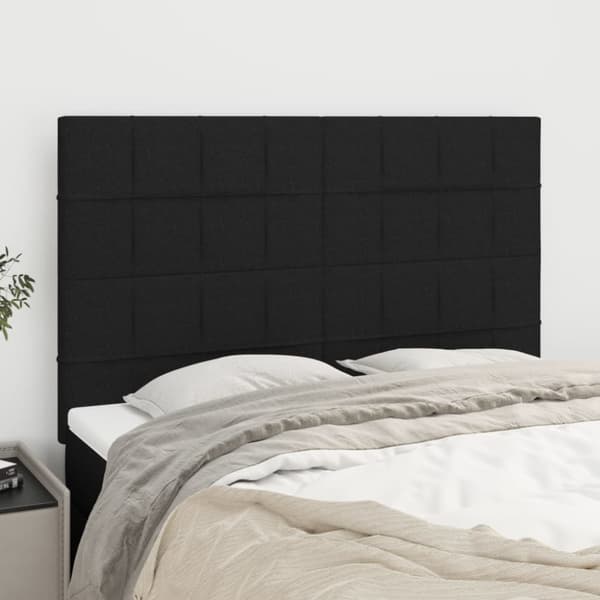 Sängyn päädyt, 4 kpl, musta, 72x5x78/88 cm, kangas