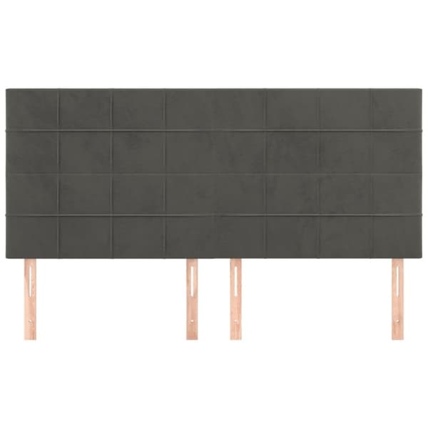 Sängyn päädyt, 4 kpl, tummanharmaa, 80x5x78/88 cm, sametti
