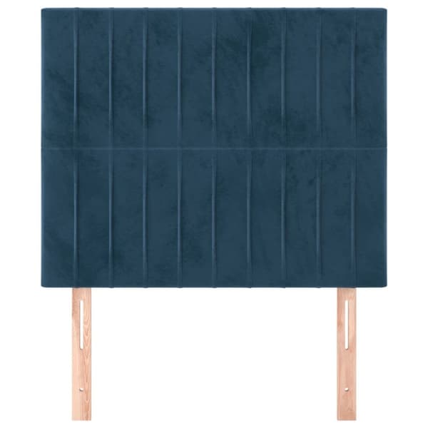 sengegavle 2 stk. 100x5x78/88 cm fløjl mørkeblå
