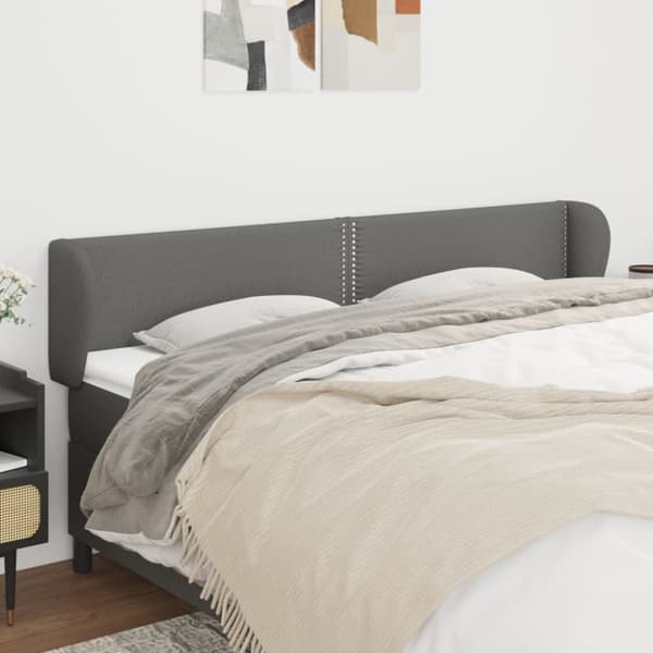 sengegavl med kanter 163x23x78/88 cm stof mørkegrå