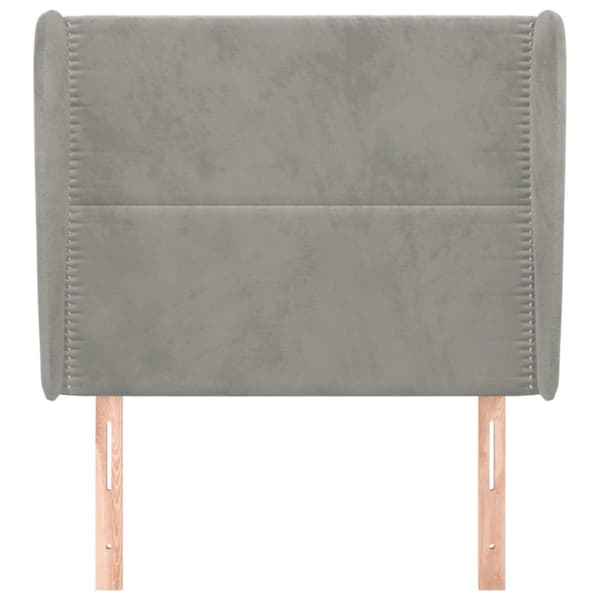 sengegavl med kanter 103x23x118/128 cm fløjl lysegrå