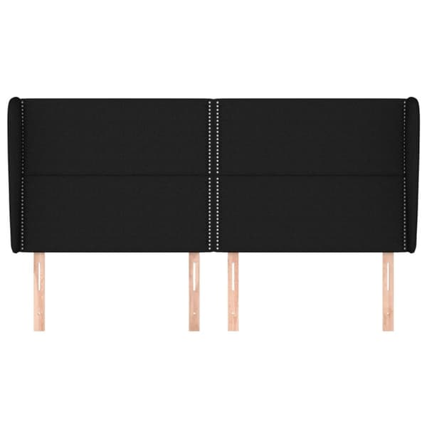 sengegavl med kanter 163x23x118/128 cm stof sort