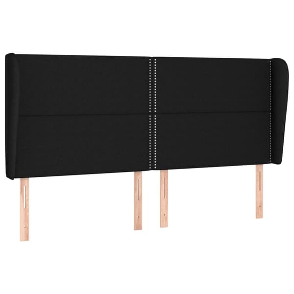 sengegavl med kanter 163x23x118/128 cm stof sort