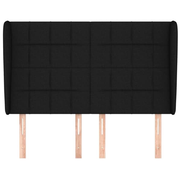 sengegavl med kanter 147x23x118/128 cm stof sort