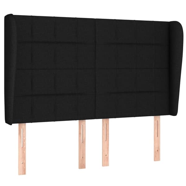 sengegavl med kanter 147x23x118/128 cm stof sort