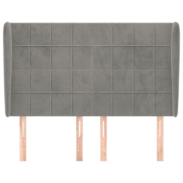 sengegavl med kanter 147x23x118/128 cm fløjl lysegrå