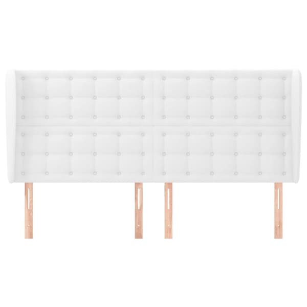 sengegavl med kanter 183x23x118/128 cm kunstlæder hvid