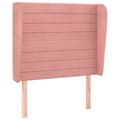 Miniatyrbillede 2 af 9: sengegavl med kanter 103x23x118/128 cm fløjl lyserød