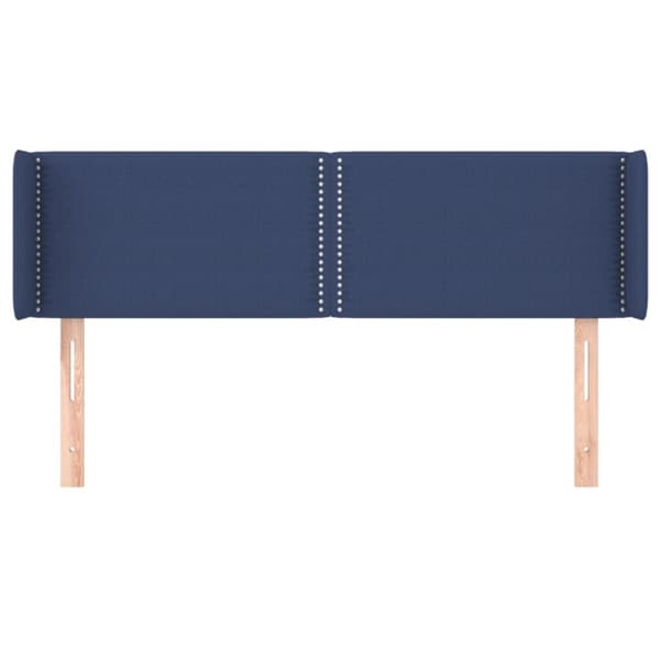 sengegavl med kanter 147x16x78/88 cm stof blå