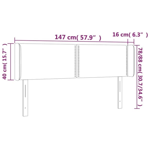 sengegavl med kanter 147x16x78/88 cm stof blå