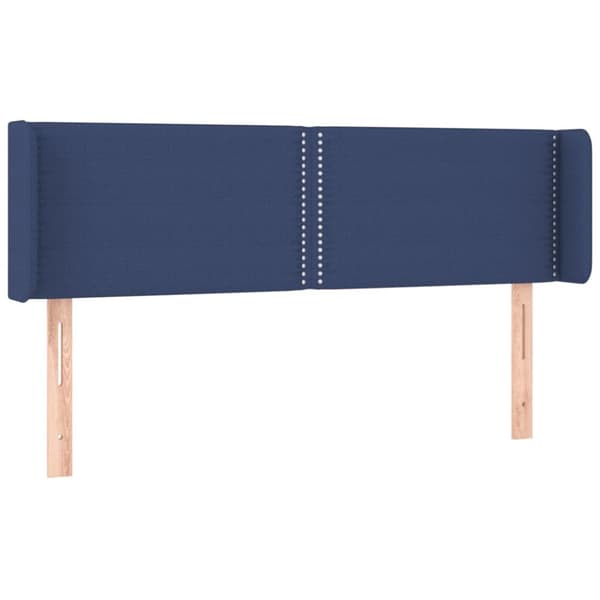 sengegavl med kanter 147x16x78/88 cm stof blå
