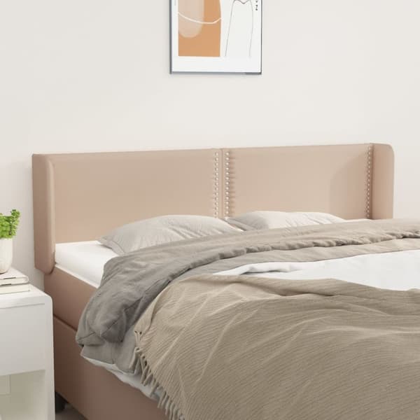 sengegavl med kanter 147x16x78/88 cm kunstlæder cappuccino
