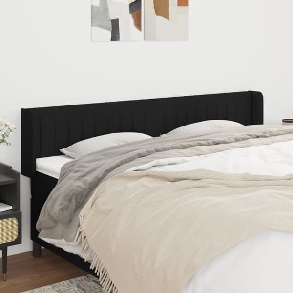 sengegavl med kanter 163x16x78/88 cm stof sort