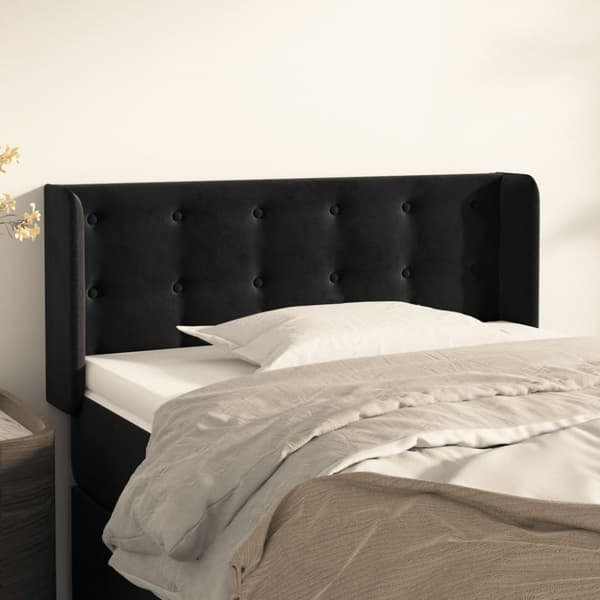 sengegavl med kanter 83x16x78/88 cm fløjl sort
