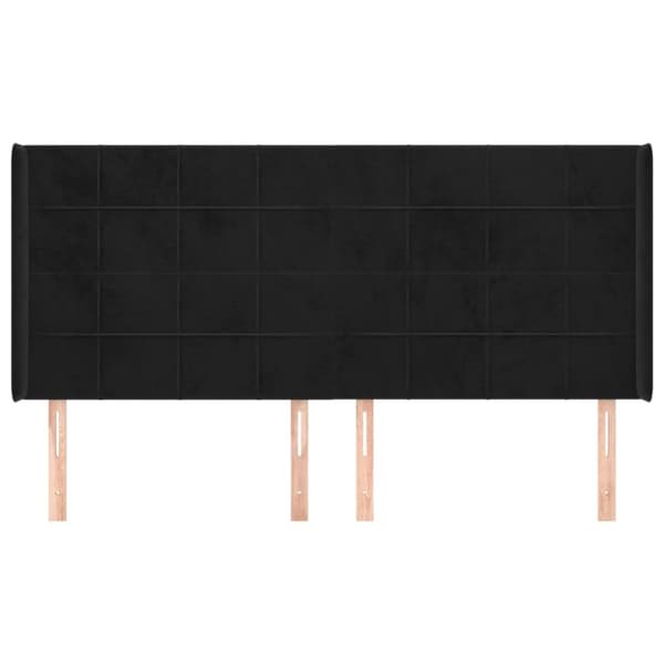 sengegavl med kanter 163x16x118/128 cm fløjl sort