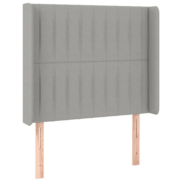 sengegavl med kanter 83x16x118/128 cm stof lysegrå