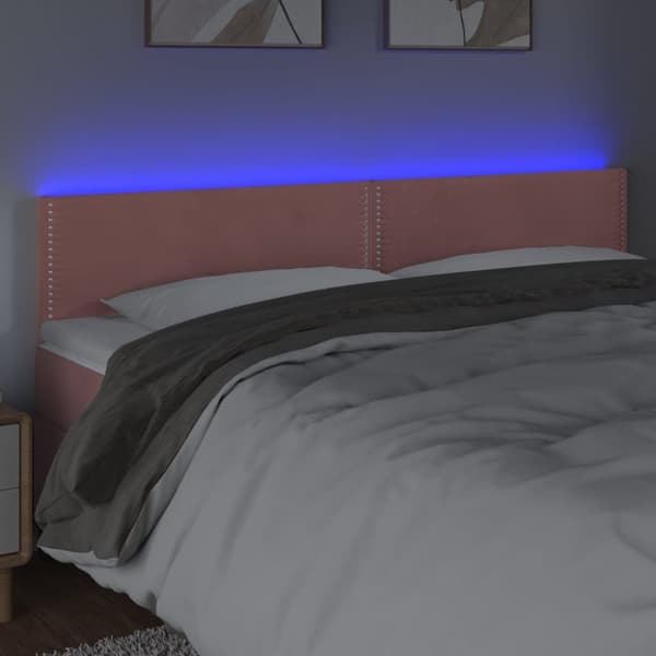 sengegavl med LED-lys 180x5x78/88 cm fløjl lyserød