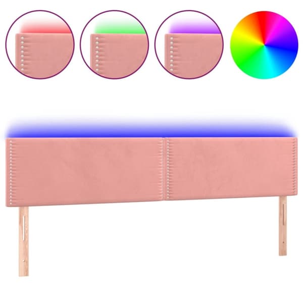 sengegavl med LED-lys 180x5x78/88 cm fløjl lyserød