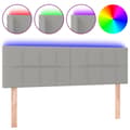 Pikkukuva 2 / 6: Sängyn pääty LED-valolla, vaaleanharmaa, 144x5x78/88 cm, kangas