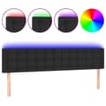 Miniatyrbillede 2 af 6: sengegavl med LED-lys 160x5x78/88 cm kunstlæder sort