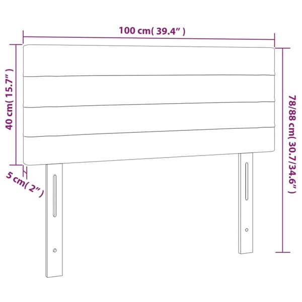 Sängyn pääty LED-valolla, sininen, 100x5x78/88 cm, kangas