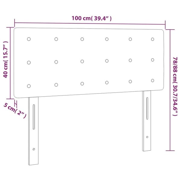 sengegavl med LED-lys 100x5x78/88 cm stof sort