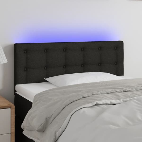 sengegavl med LED-lys 100x5x78/88 cm stof sort