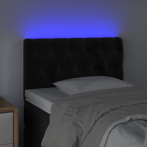 sengegavl med LED-lys 80x7x78/88 cm velour sort