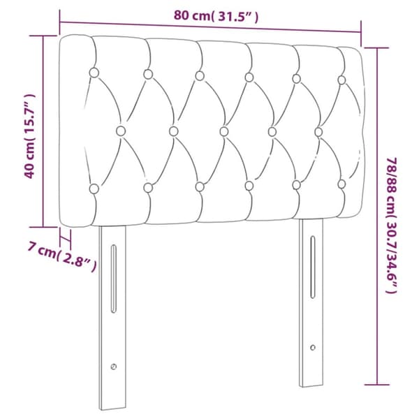 sengegavl med LED-lys 80x7x78/88 cm velour sort