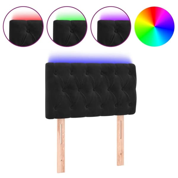 sengegavl med LED-lys 80x7x78/88 cm velour sort