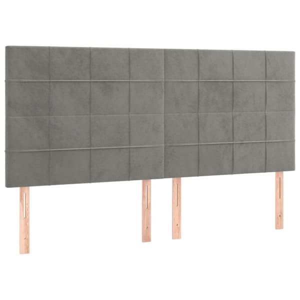 sengegavl med LED-lys 160x5x118/128 cm fløjl lysegrå