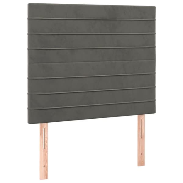 sengegavl med LED-lys 100x5x118/128 cm fløjl mørkegrå
