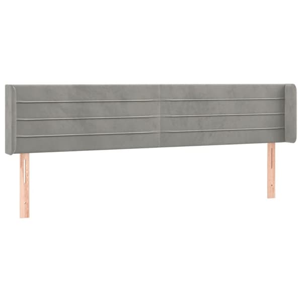 sengegavl med LED-lys 203x16x78/88 cm fløjl lysegrå
