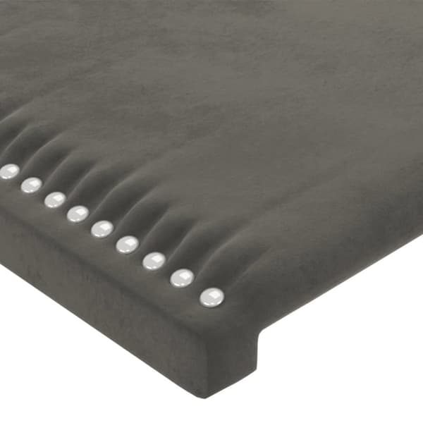 sengegavl med LED-lys 83x16x118/128 cm fløjl mørkegrå