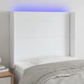 Miniatyrbillede 1 af 6: sengegavl med LED-lys 93x16x118/128 cm kunstlæder hvid