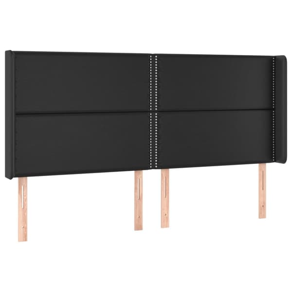 sengegavl med LED-lys 183x16x118/128 cm kunstlæder sort