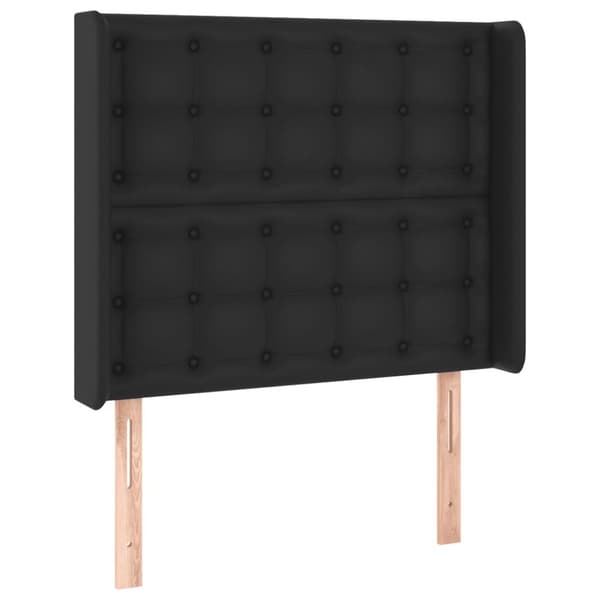 Sängyn pääty LED-valolla, musta 83x16x118/128 cm tekonahka