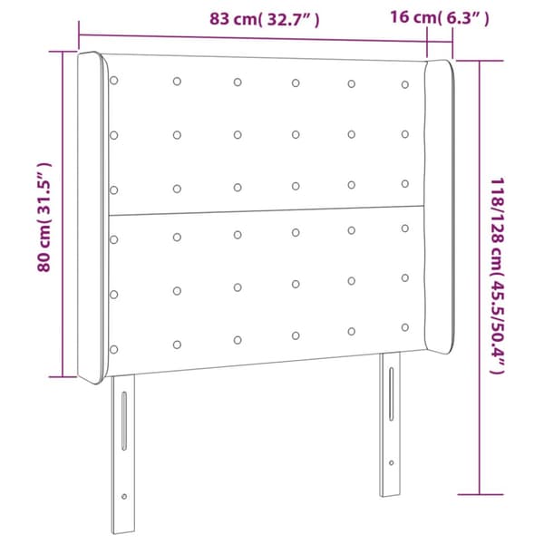 Sängyn pääty LED-valolla, musta 83x16x118/128 cm tekonahka